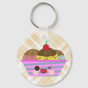 Porte-clés Saveurs de sundae de crème glacée Kawaii Délicieux