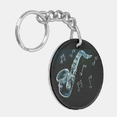 Porte-clés Saxophone et notes de musique (Devant gauche)