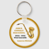 Porte-clés Saxophone High School Band Gold Personalized (Recto)