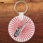 Porte-clés Saxophone sur Grunge Red Sunburst (Recto)