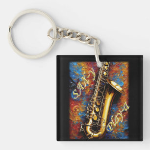 Porte-clés Saxophone - Van Gogh Style arrière - plan