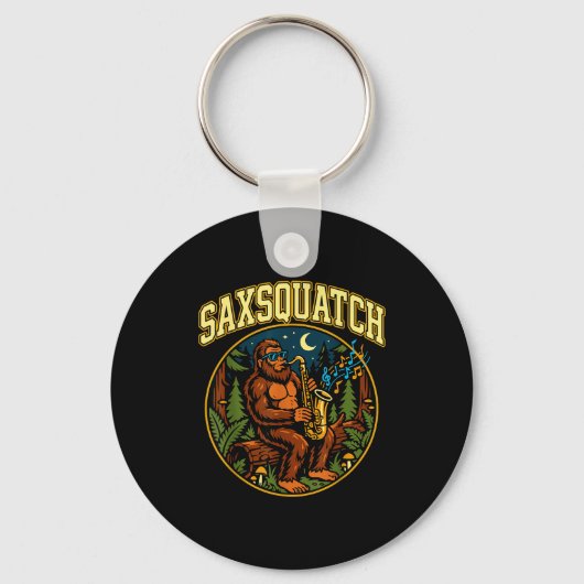 Porte-clés Saxsquatch Bigfoot Saxophone Player Jazz Music Hum (Recto)