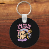 Porte-clés Say No To Clankers Anti Ai Robots Cute Kitten Rain (Recto)