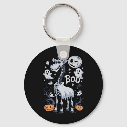 Porte-clés Scary Skeleton Giraffe Dans Ghosts Halloween (Recto)