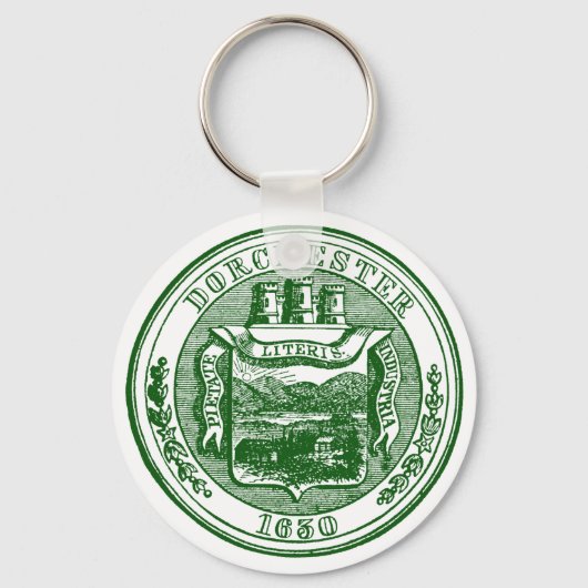 Porte-clés Sceau de Dorchester Massachusetts, vert (Recto)