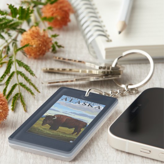 Porte-clés Scène de bison - jonction de delta, Alaska (Devant droit)