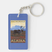 Porte-clés Scène de caribou - Anchorage, Alaska (Dos)