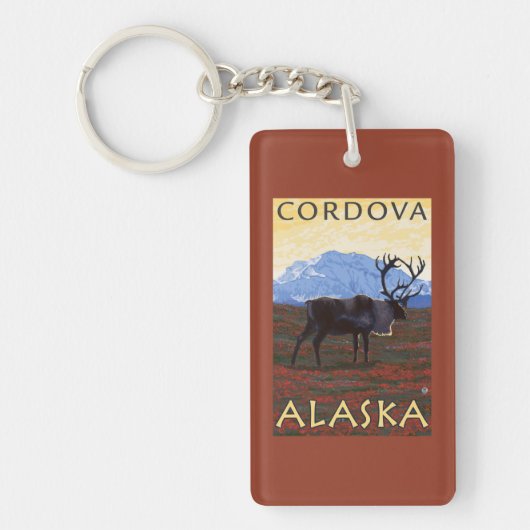 Porte-clés Scène de caribou - Cordova, Alaska (Devant)