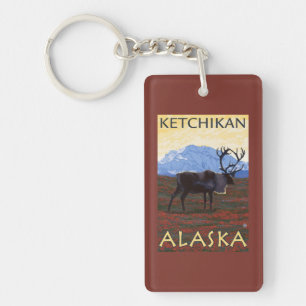 Porte-clés Scène de caribou - Ketchikan, Alaska