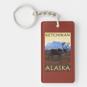 Porte-clés Scène de caribou - Ketchikan, Alaska
