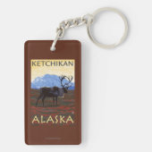 Porte-clés Scène de caribou - Ketchikan, Alaska (Dos)