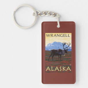 Porte-clés Scène de caribou - Wrangell, Alaska