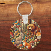 Porte-clés Scène de forêt vibrante avec faune (Verso)