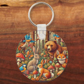 Porte-clés Scène de forêt vibrante avec faune (Recto)