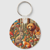 Porte-clés Scène de forêt vibrante avec faune (Verso)