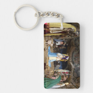 Porte-clés Scène de la Nativité de Noël antique