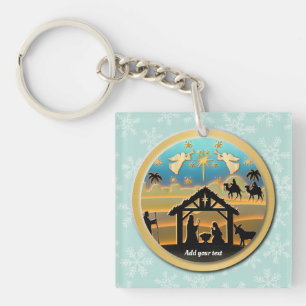 Porte-clés Scène de Noël avec l'Enfant Jésus dans la crèche