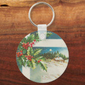 Porte-clés Scène de Noël Hiver de neige blanche (Recto)
