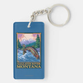 Porte-clés Scène de pêche de mouche - rivière de gallatine, (Dos)