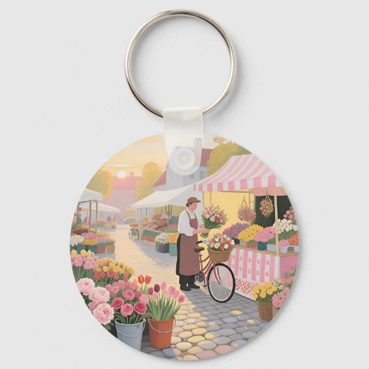 Porte-clés Scène de rue Fleur Solaire (Recto)