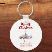 Porte-clés Scène d'hiver avec une église rouge et l'étoile de (Recto)