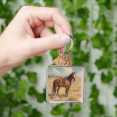 Porte-clés Scène du désert de cheval rustique du Sud-Ouest (main)