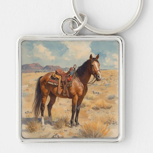 Porte-clés Scène du désert de cheval rustique du Sud-Ouest (Devant)