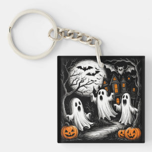 Porte-clés Scène effrayante d'Halloween avec des fantômes