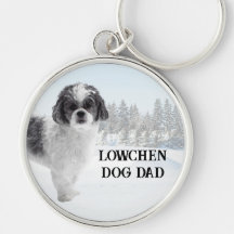 Scène hivernale avec papa chien Lowchen