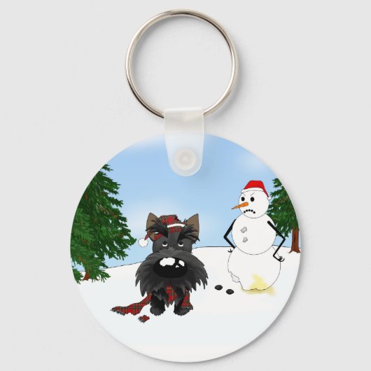 Porte-clés Scène hivernale écossaise Terrier (Recto)