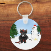 Porte-clés Scène hivernale écossaise Terrier (Recto)