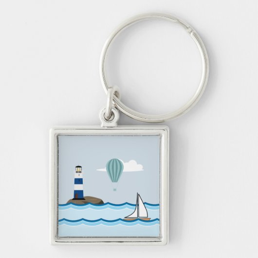 Porte-clés Scene nautical with Lighthouse and Sailboat (Devant)
