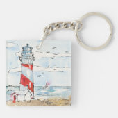 Porte-clés Scène rouge et blanche de phare (Dos)