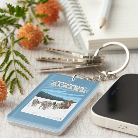 Porte-clés Scène Sledding de chien - Pétersbourg, Alaska (Devant droit)