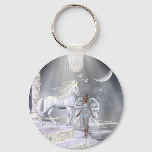 Porte-clés Scène Unicorne d'ange céleste (Recto)