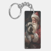 Porte-clés Schnauzer avec Noël Festif du Père Noël (Devant gauche)