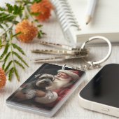 Porte-clés Schnauzer avec Noël Festif du Père Noël (Devant droit)