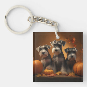 Porte-clés Schnauzer Chiot Automne Citrouille de plaisir