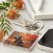 Porte-clés Schnauzer en automne Leaves Fall Inspire (Devant Droit)