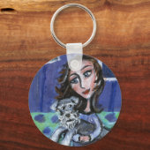 Porte-clés Schnauzer étreint une dame (Recto)