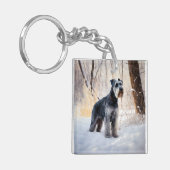 Porte-clés Schnauzer Laisser neiger Noël (Devant gauche)