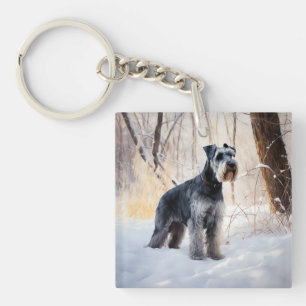 Porte-clés Schnauzer Laisser neiger Noël