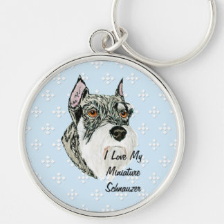 Porte-clés Schnauzer miniature - bleu avec la conception