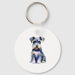 Porte-clés Schnauzer miniature d'aquarelle
