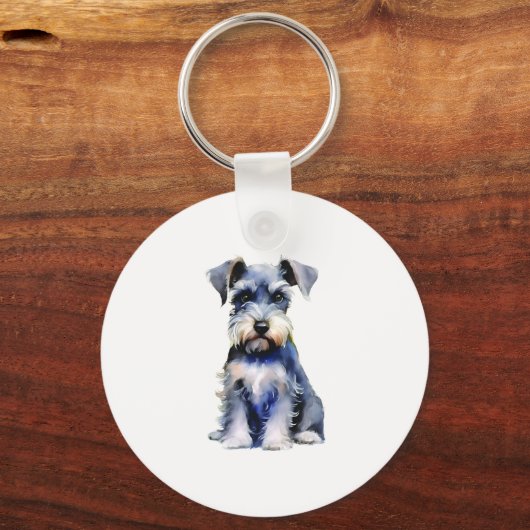 Porte-clés Schnauzer miniature d'aquarelle (Recto)