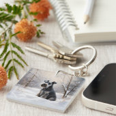 Porte-clés Schnauzer Miniature Laisser neiger Noël (Devant Droit)