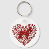 Porte-clés Schnauzer Silhouette Heart Paws Print - Dog Lover (Recto)