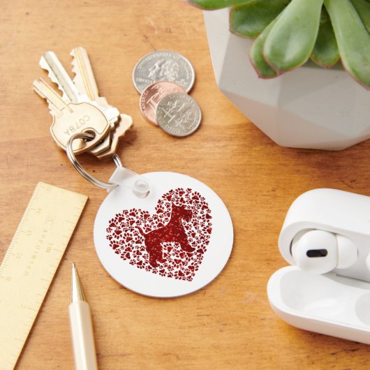 Porte-clés Schnauzer Silhouette Heart Paws Print - Dog Lover (Bureau)