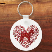 Porte-clés Schnauzer Silhouette Heart Paws Print - Dog Lover (Recto)