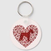 Porte-clés Schnauzer Silhouette Heart Paws Print - Dog Lover (Verso)